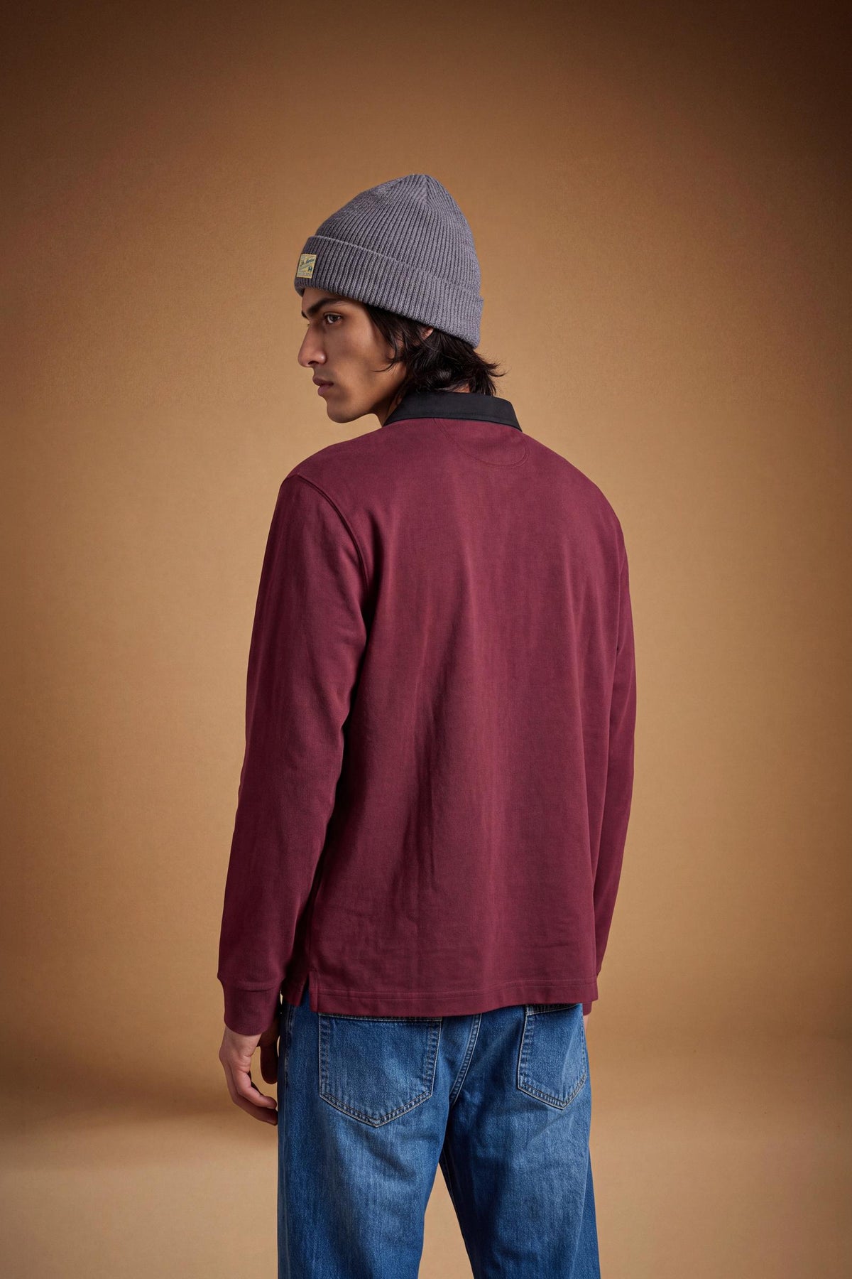 Men's long-sleeve polo made from heavy cotton jersey with ribbed cuffs, contrasting gabardine collar, embroidered logo, and a comfortable regular fit. - Port Royale