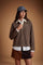 Women's long-sleeve polo in heavy-weight cotton jersey with a comfortable fit, straight cut, rugby collar, concealed front opening, embroidered crest, and LM patch. - Hot Fudge