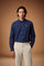 Men's long-sleeve 100% cotton poplin shirt with regular fit, French collar, custom buttons, single-button cuff, and Argentina Edition labels for a refined look. - Navy