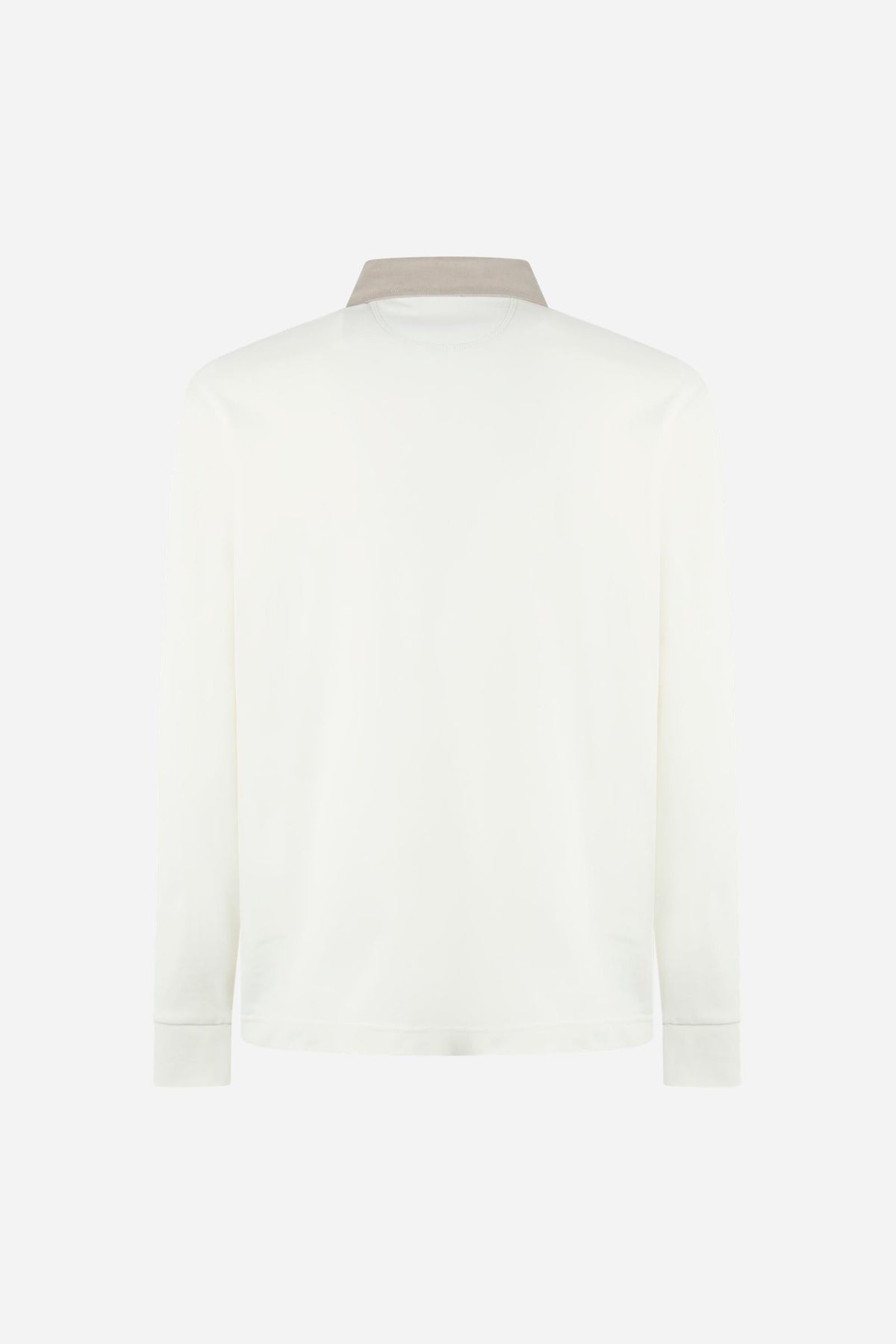 Polo homme manches longues en jersey de coton épais avec col contrastant - Duke