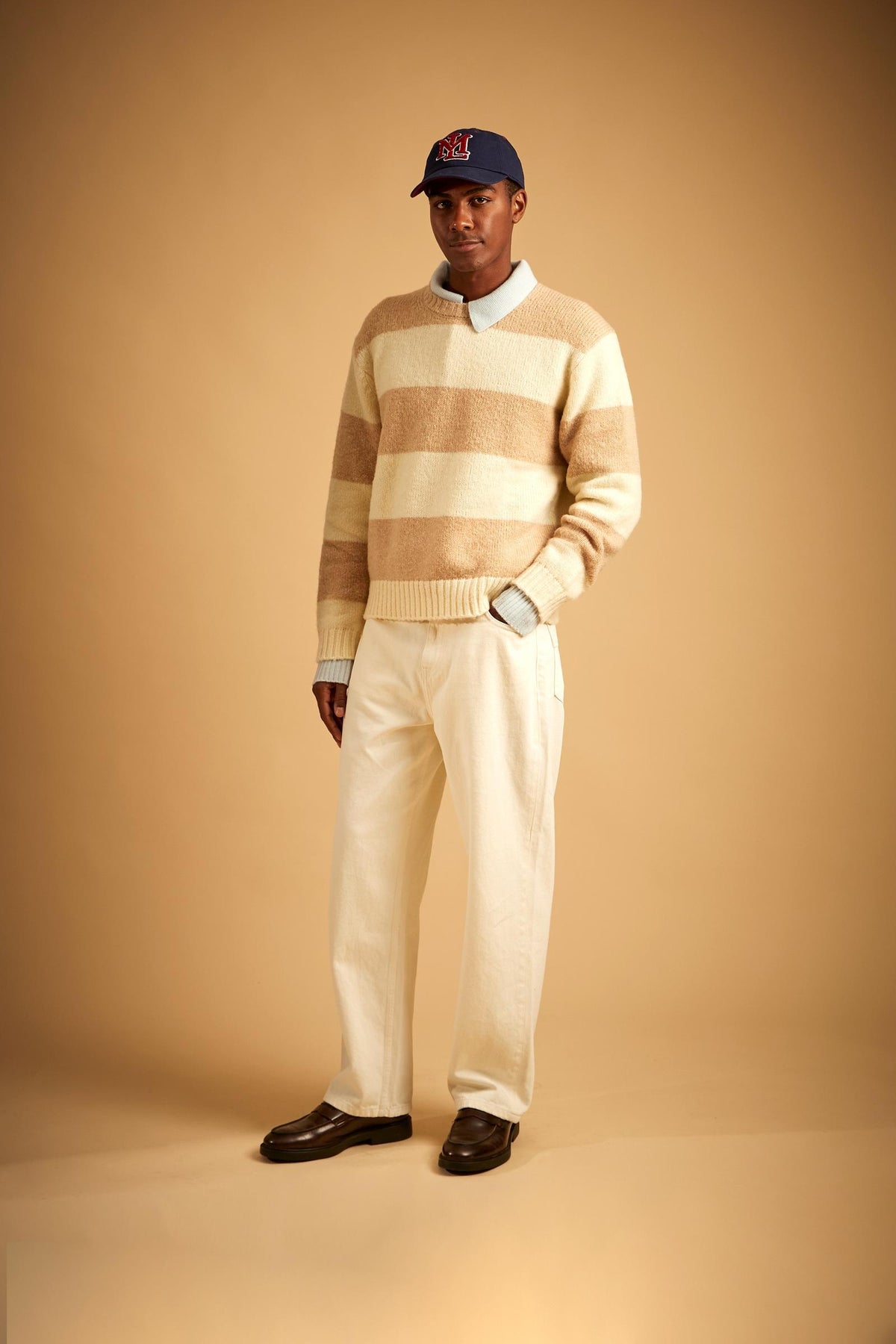 Crewneck striped lambswool sweater - Edison