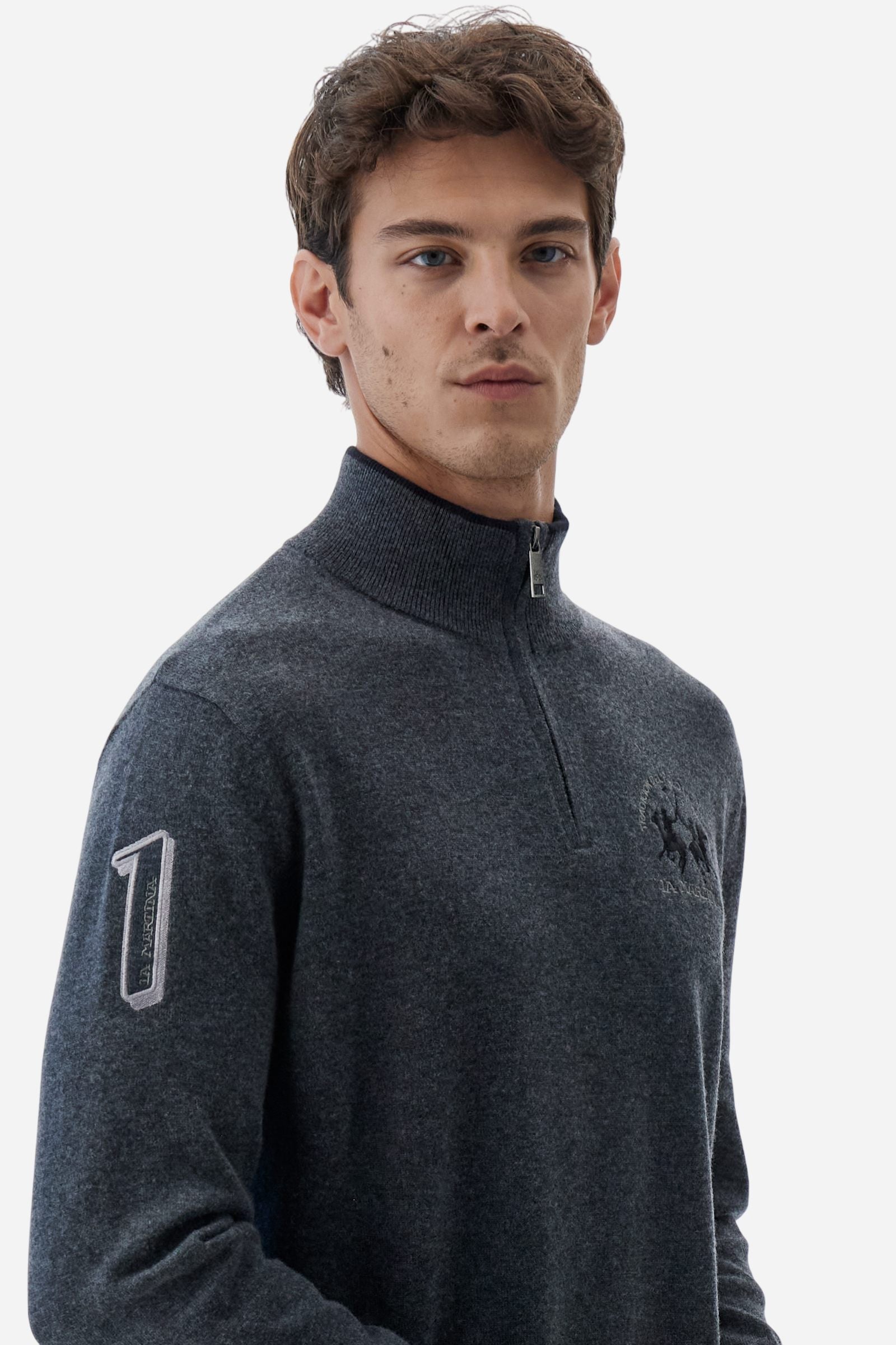 Jersey de hombre de cuello alto con cremallera en lana - Breehan