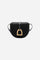 Crossbody bag in calfskin leather with curved design. Finished with flap, large golden buckle and contrasting leather details. - Black                                                                                                                                                                                                                                                                                                                                                                                          