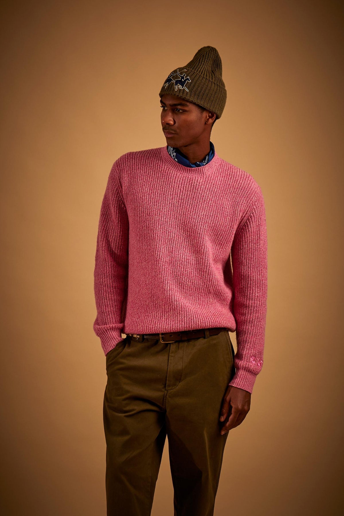 Men's crew neck mouliné lambswool sweater - Eddy