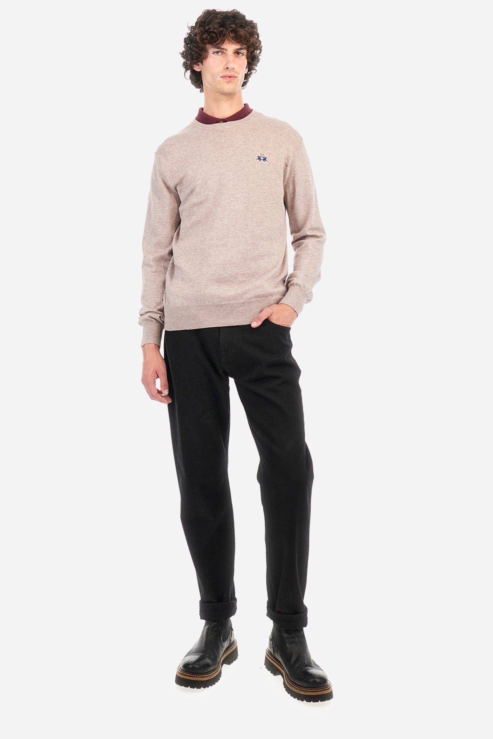 Regular fit pullover in cotton and wool - Zayden