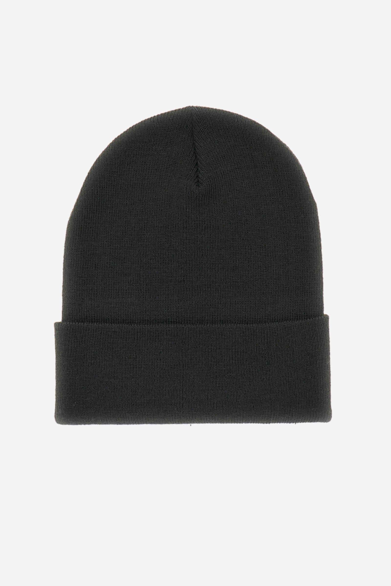 Unisex beanie hat with cuff. Made of soft, comfortable acrylic-mix yarn. Contrasting embroidered logo on the centre front of the cuff. - Black
