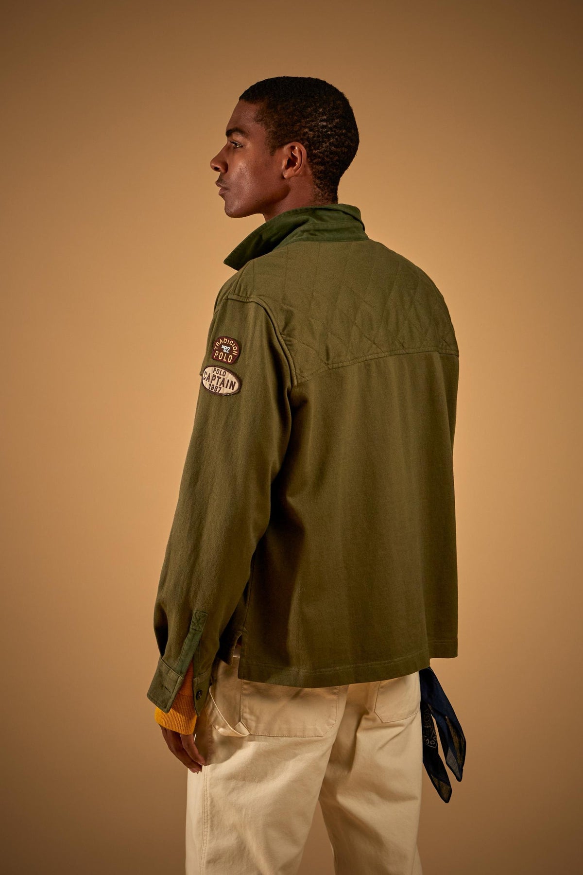 Men's cotton jersey shacket with patch - Davy