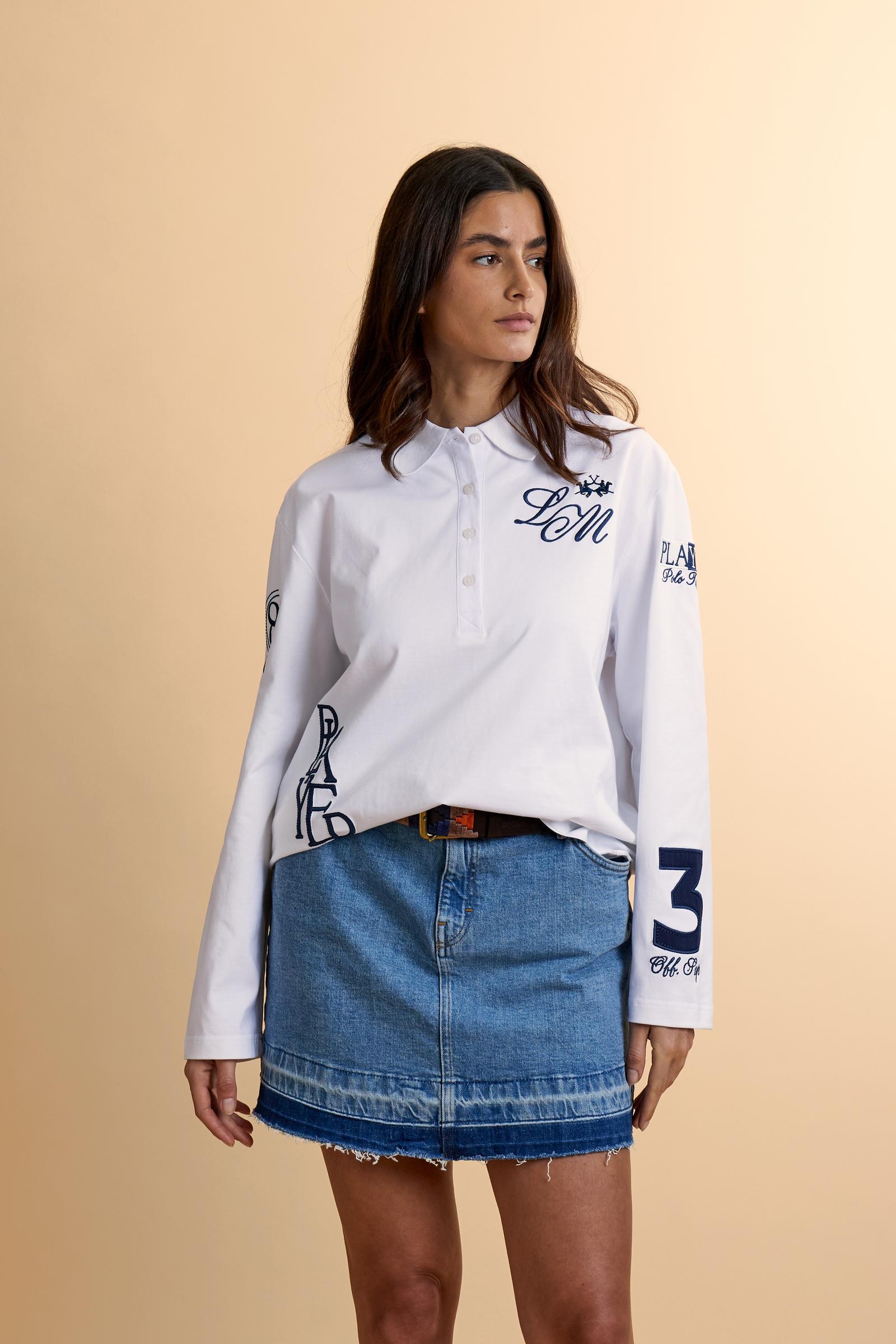 Damen Langarm-Poloshirt aus Baumwolljersey Player - Consuelo