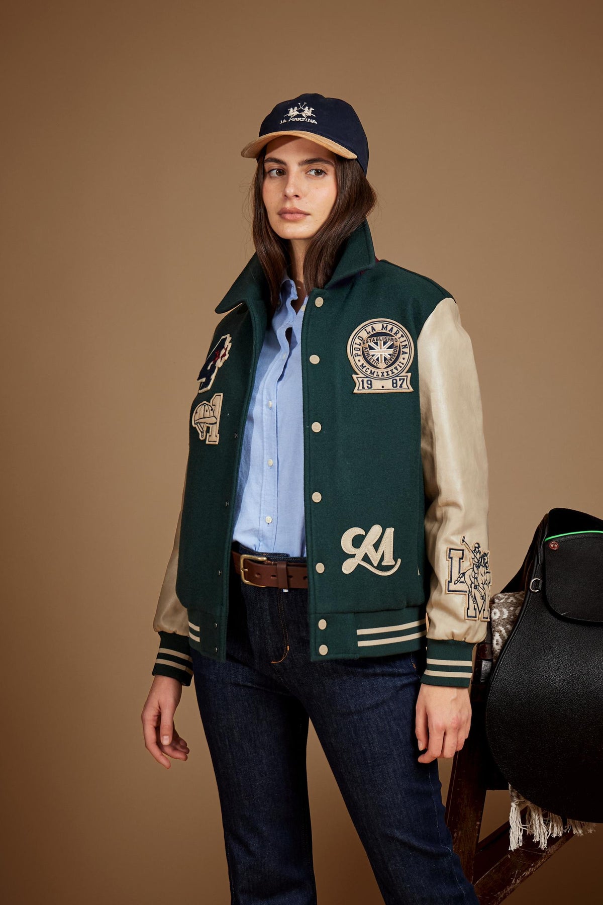 Chaqueta varsity de mujer en fieltro de lana - Eva