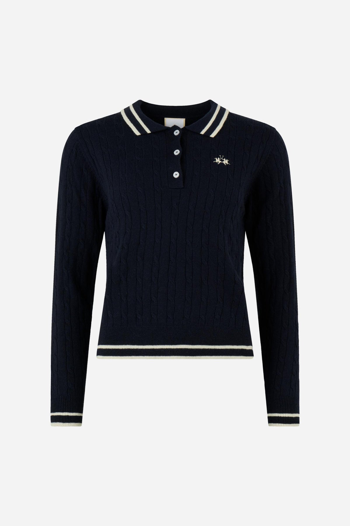 Polo femme en maille torsadée en laine d'agneau - Ellery