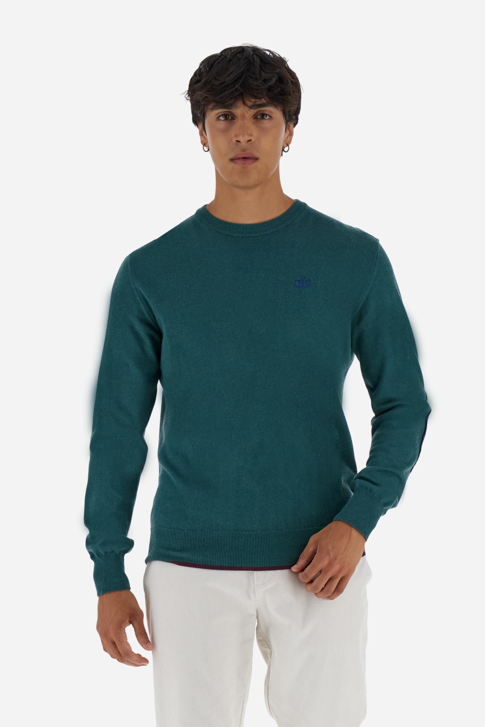 Men’s crew neck sweater with elbow patches - Bobbiejo