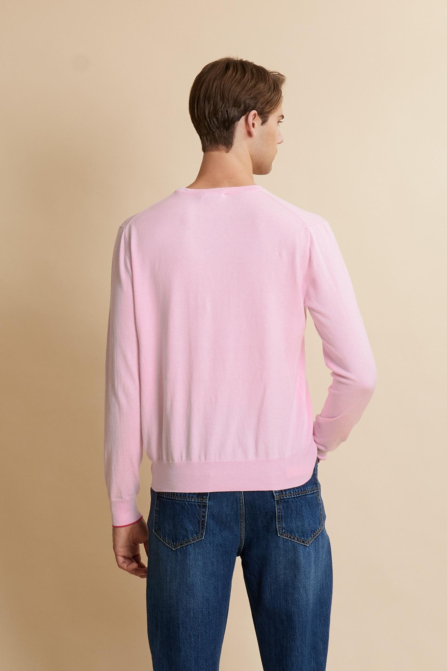 Crewneck sweater in lightweight 100% cotton with a regular fit. Ribbed collar, cuffs and hem. Contrast details inside the neckline, echoed on the cuffs, and embroidered logo on the chest. - FairTale                                                                                                                                                                                                                                                                                                                          