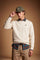 Men’s long-sleeve crewneck sweatshirt in soft 100% cotton with velvety texture, ribbed details, stitched "V" front, and contrast embroidered logo for a comfortable fit. - Pristine
