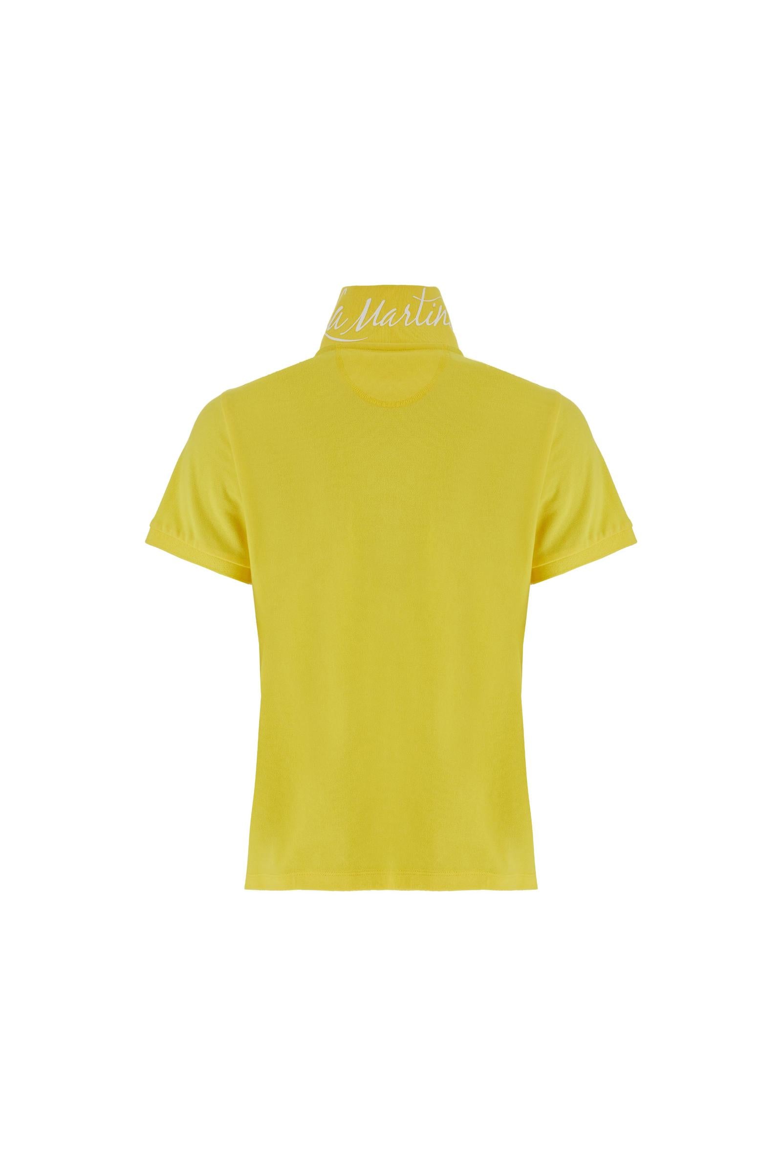 Women's stretch piqué polo with under-collar lettering - Clarissa