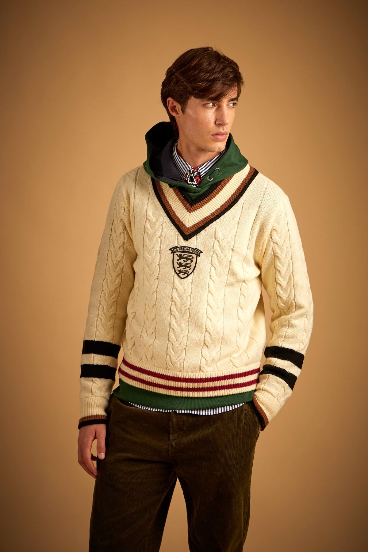 Men's cable knit sweater in Lambswool - Eddie
