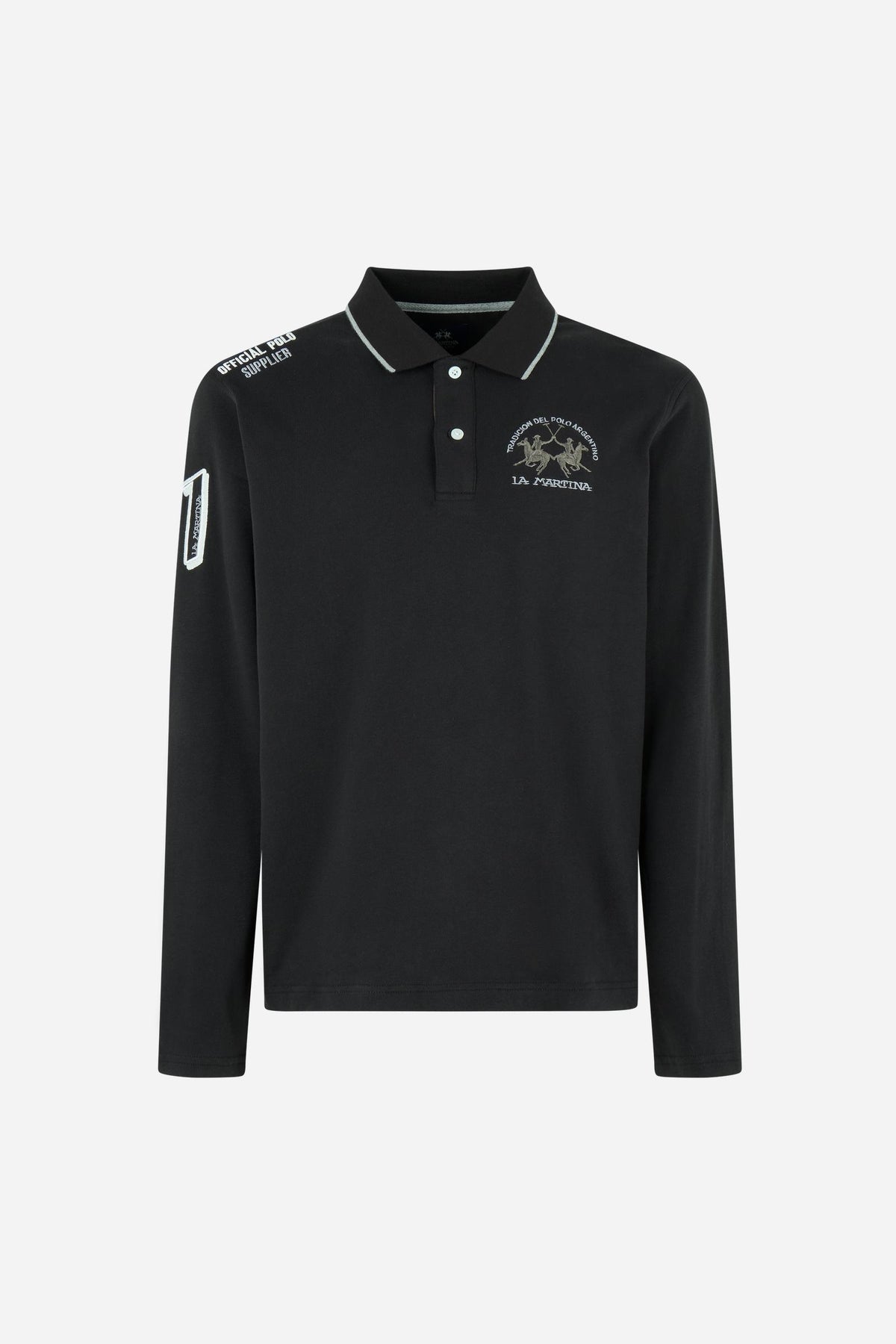 Herren-Polo aus Baumwolle mit langen Ärmeln Flaviano