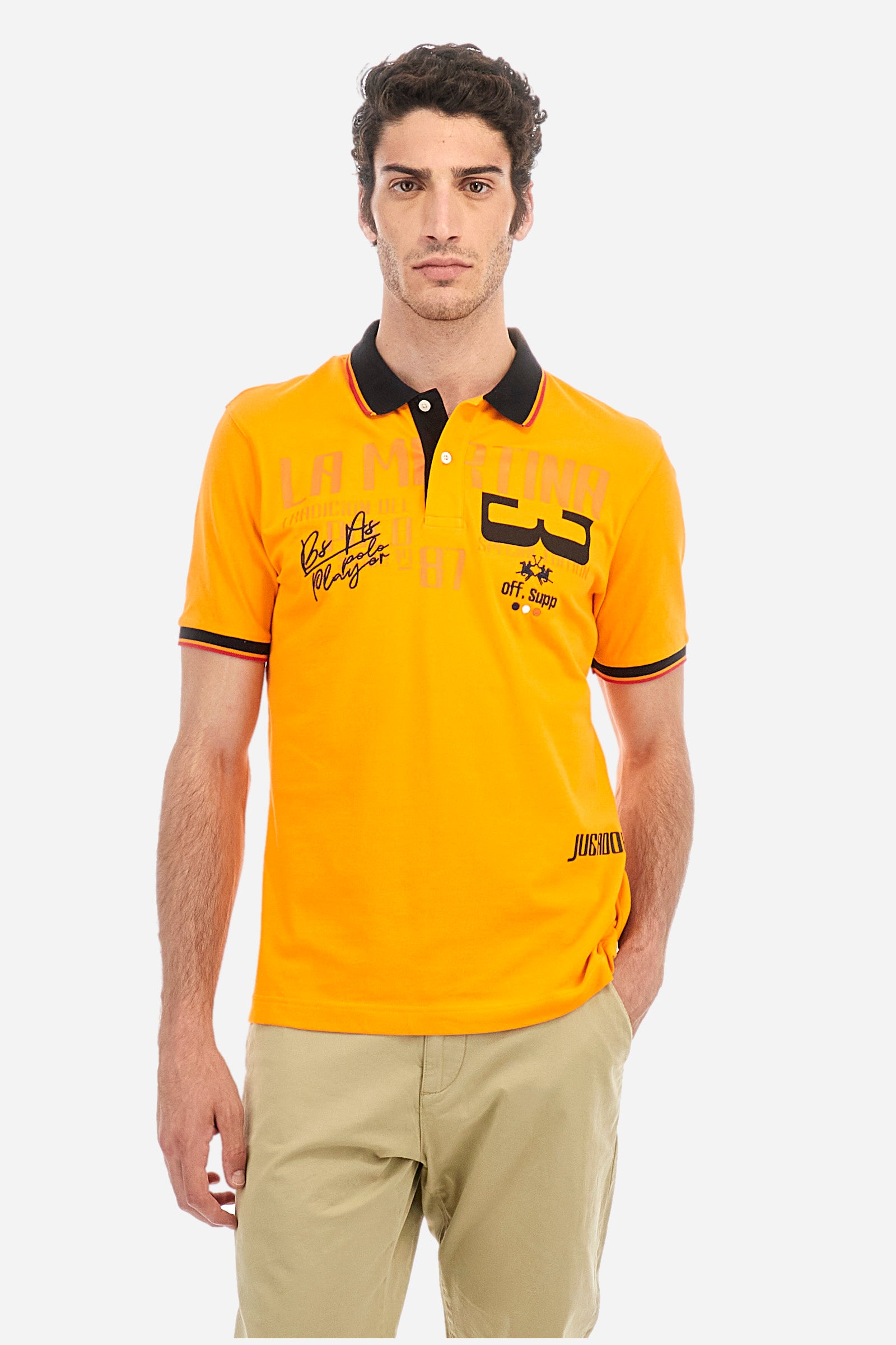 Polo in cotone piquet stretch regular fit - Adelqui