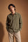 Men’s long-sleeve shirt in soft 100% cotton velvet with regular fit, front button closure, embroidered logo, and a comfortable regular collar for all-day wear. - Olive Night