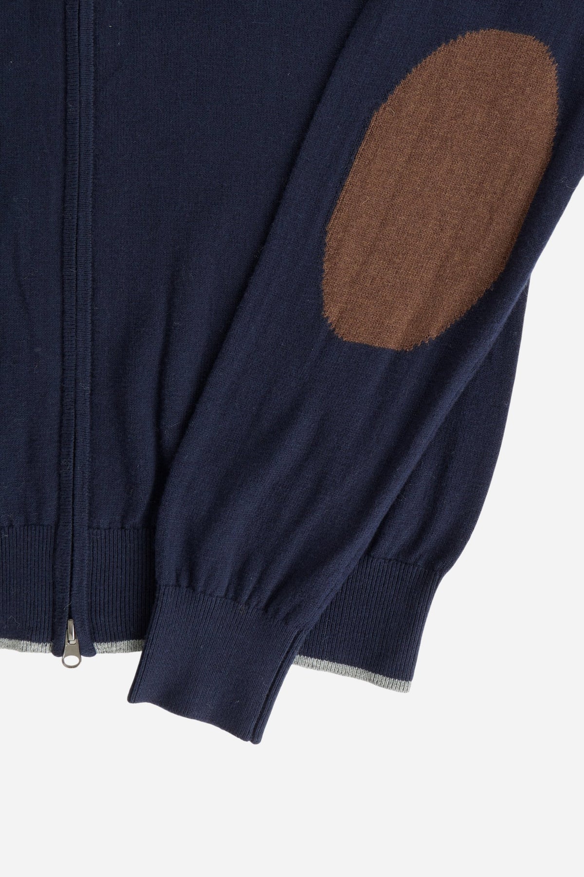 Jersey de hombre con cremallera completa, algodón y lana, coderas - Emerson