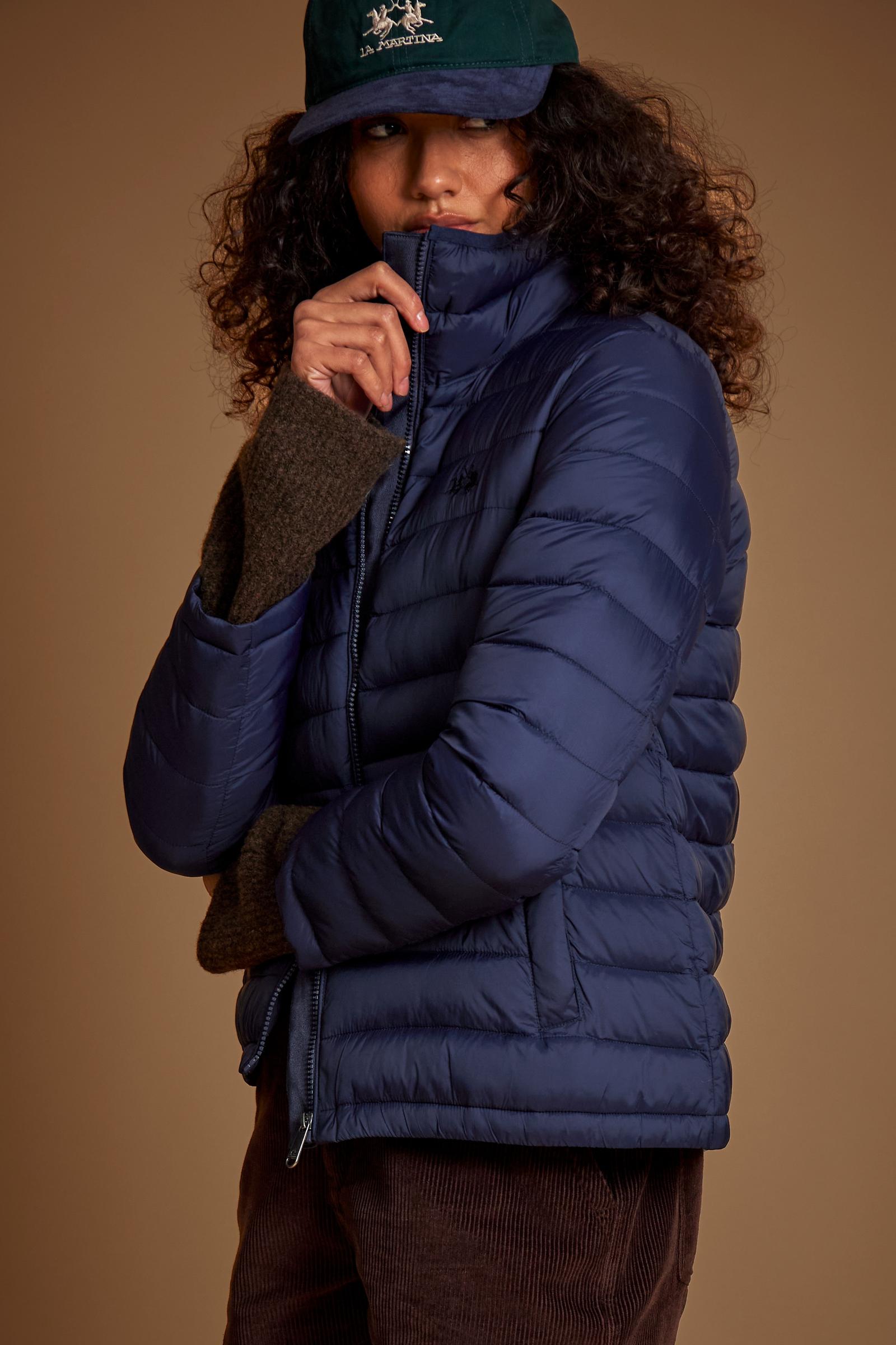 Short women's down jacket with high collar in nylon - Dene