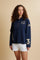 Women’s long-sleeve polo in heavy cotton jersey with relaxed fit and ribbed collar. Player prints and contrast applications. - Navy                                                                                                                                                                                                                                                                                                                                                                                             