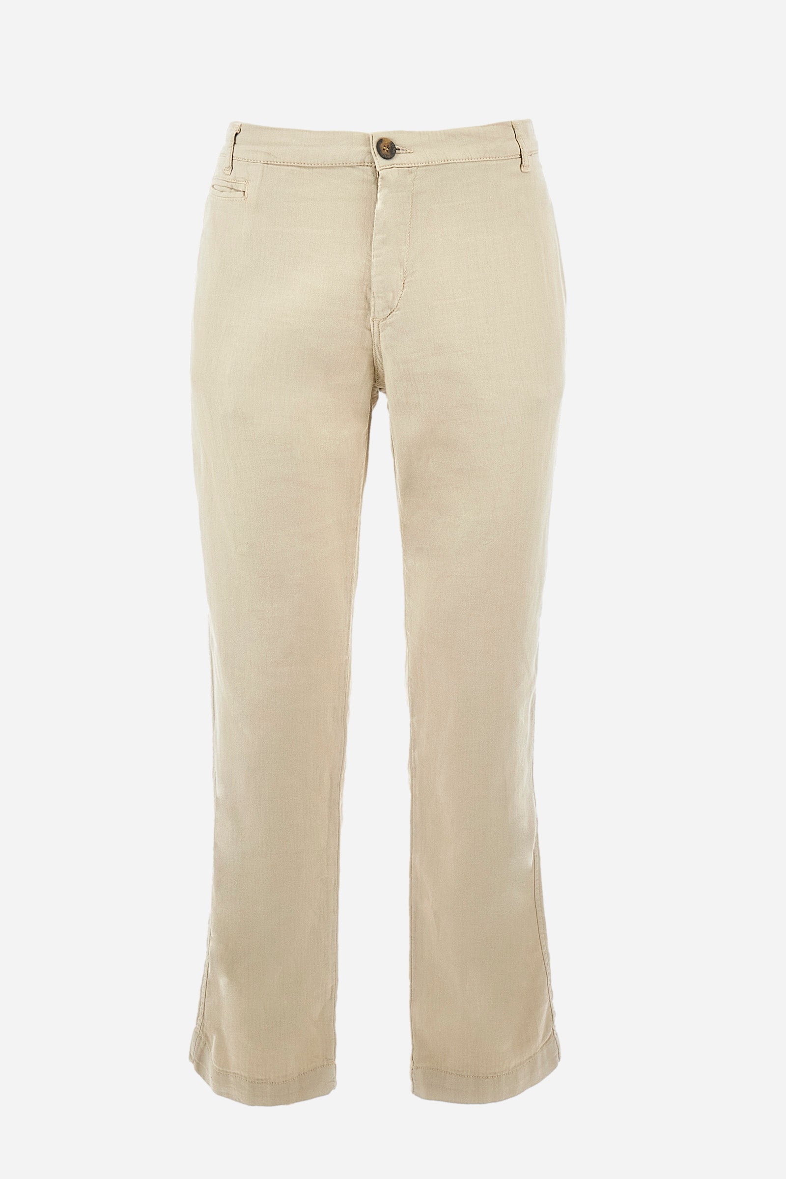 Pantalone chino regular fit in cotone e lino - Yasuhiko