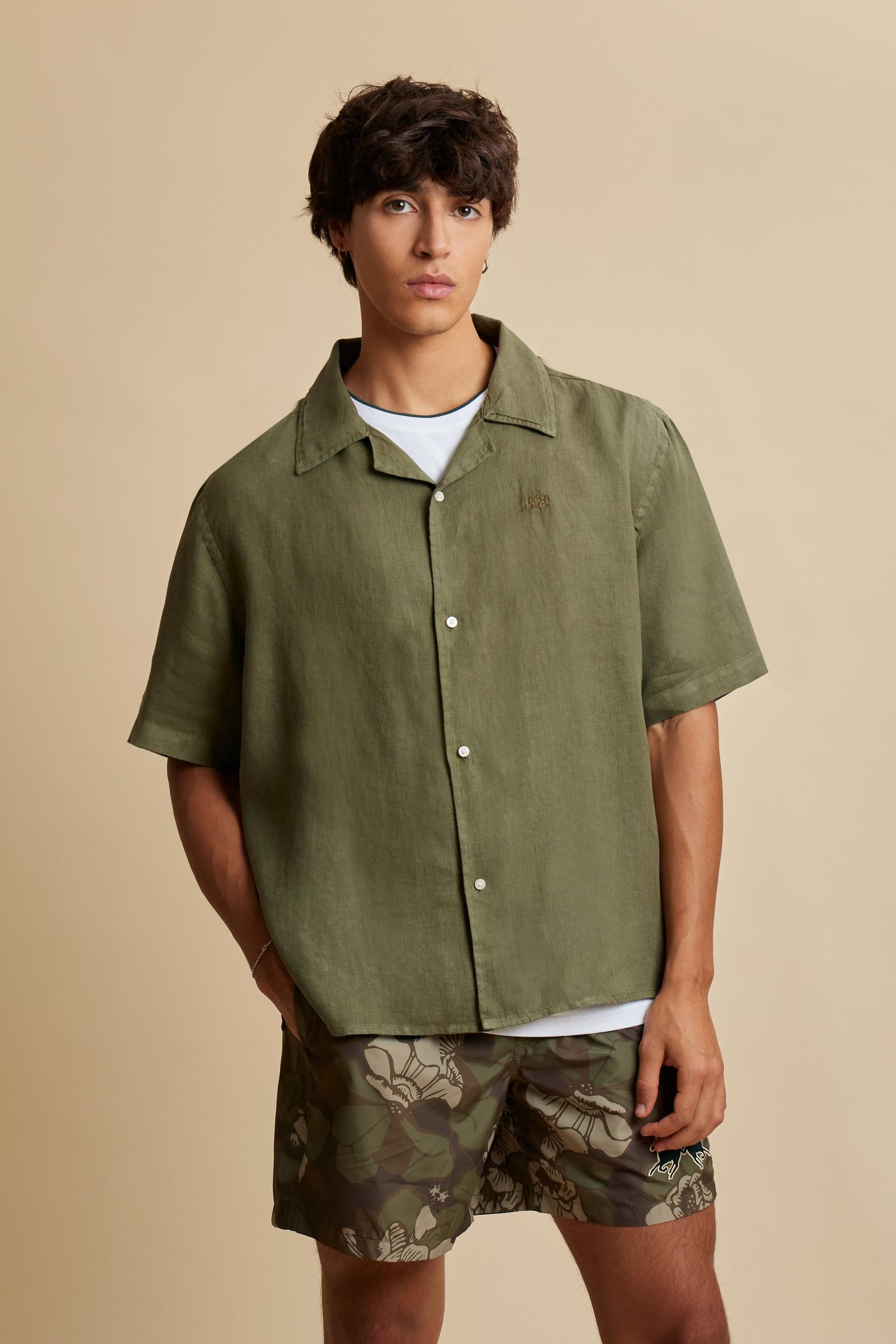 Men’s bowling shirt in pure linen relaxed fit summer style – Varoun
