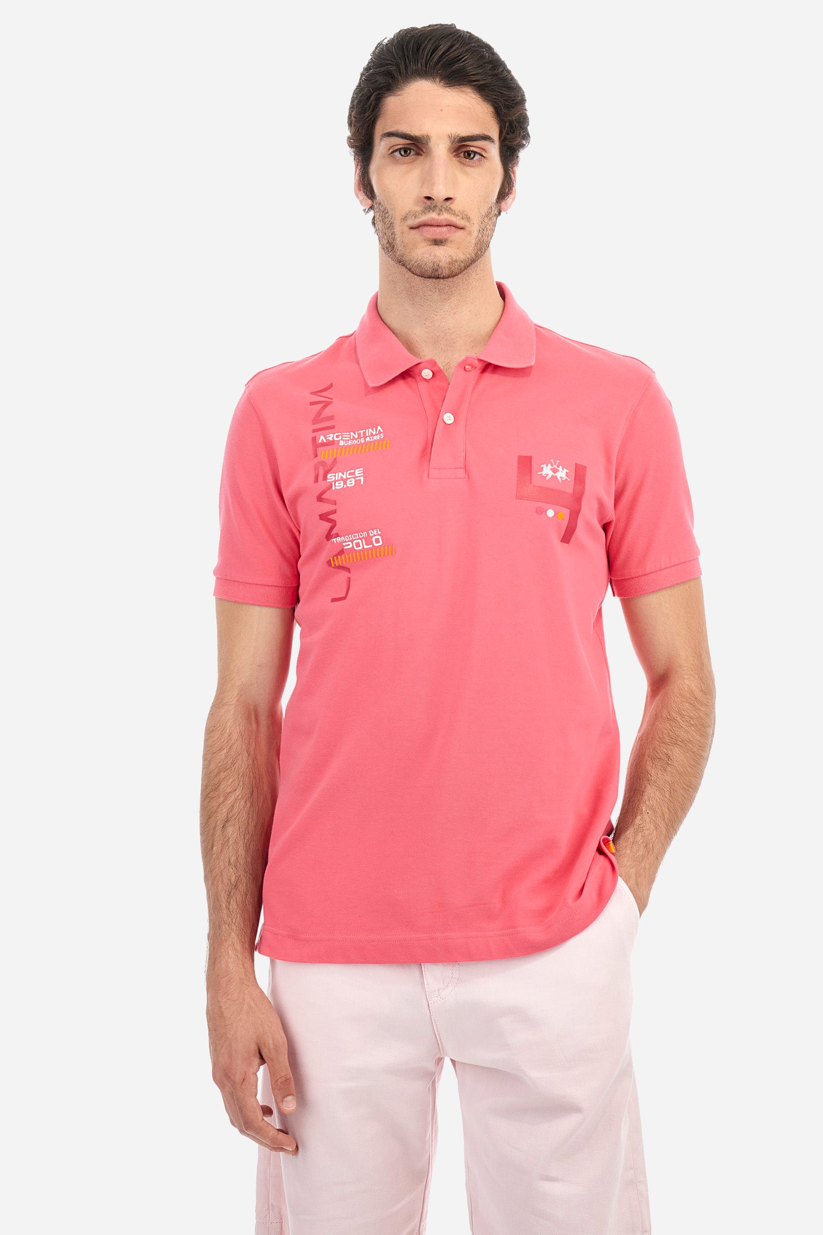 Poloshirt aus Strech-Piqué-Baumwolle mit normaler Passform – Arnold