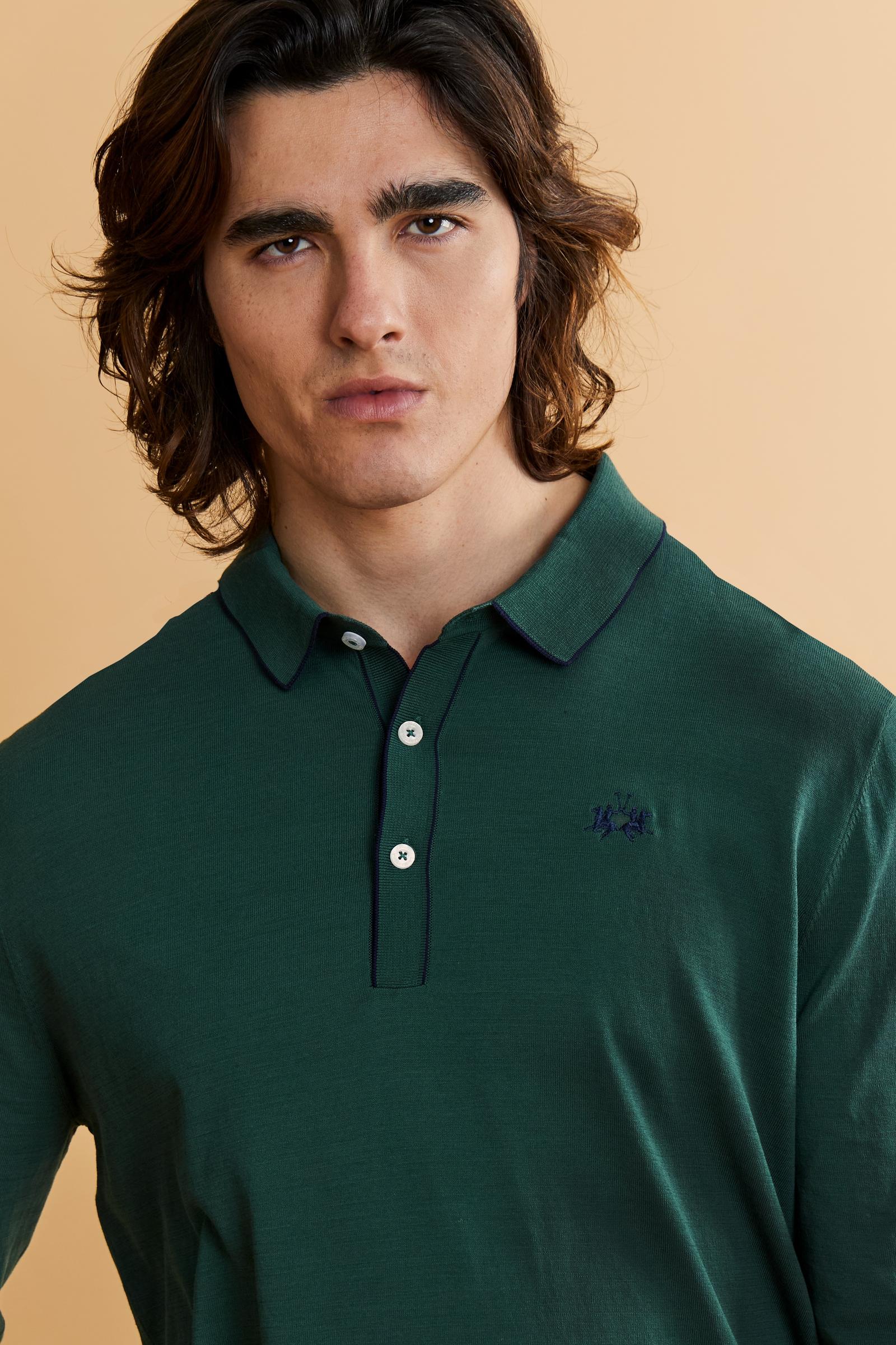 Men’s long-sleeve silk touch cotton polo - Crisanto
