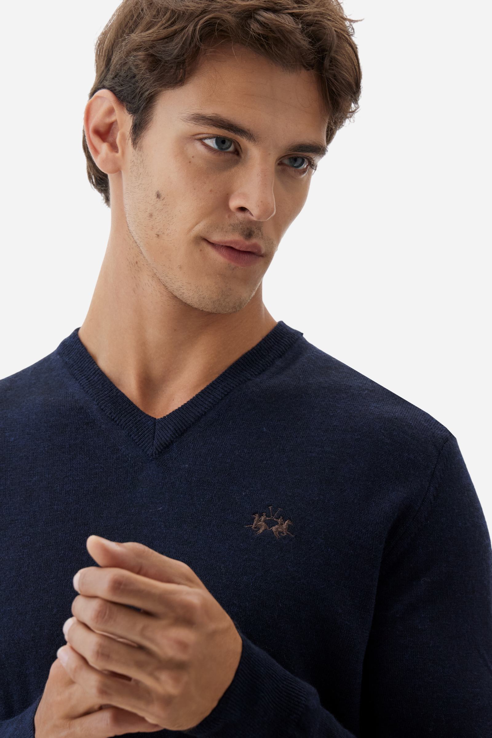 Suéter de hombre en lana merino con cuello en V - Barrie