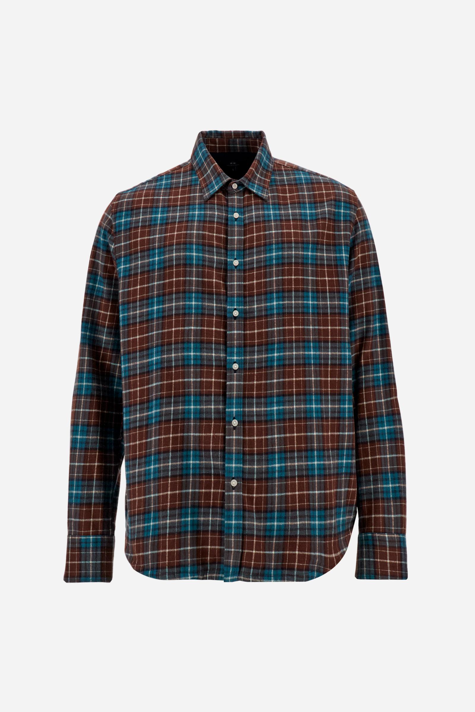 Men's cotton flannel checkered shirt