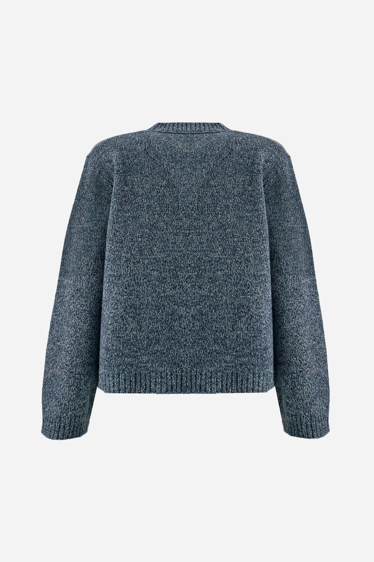 Women's crew neck sweater in melange lambswool blend - Edith