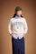 Women's long-sleeve sweatshirt in soft brushed cotton with ribbed crew neck, cuffs, and hem. Relaxed fit with embroidered large Cortina Polo Club logo for style and comfort. - Pristine