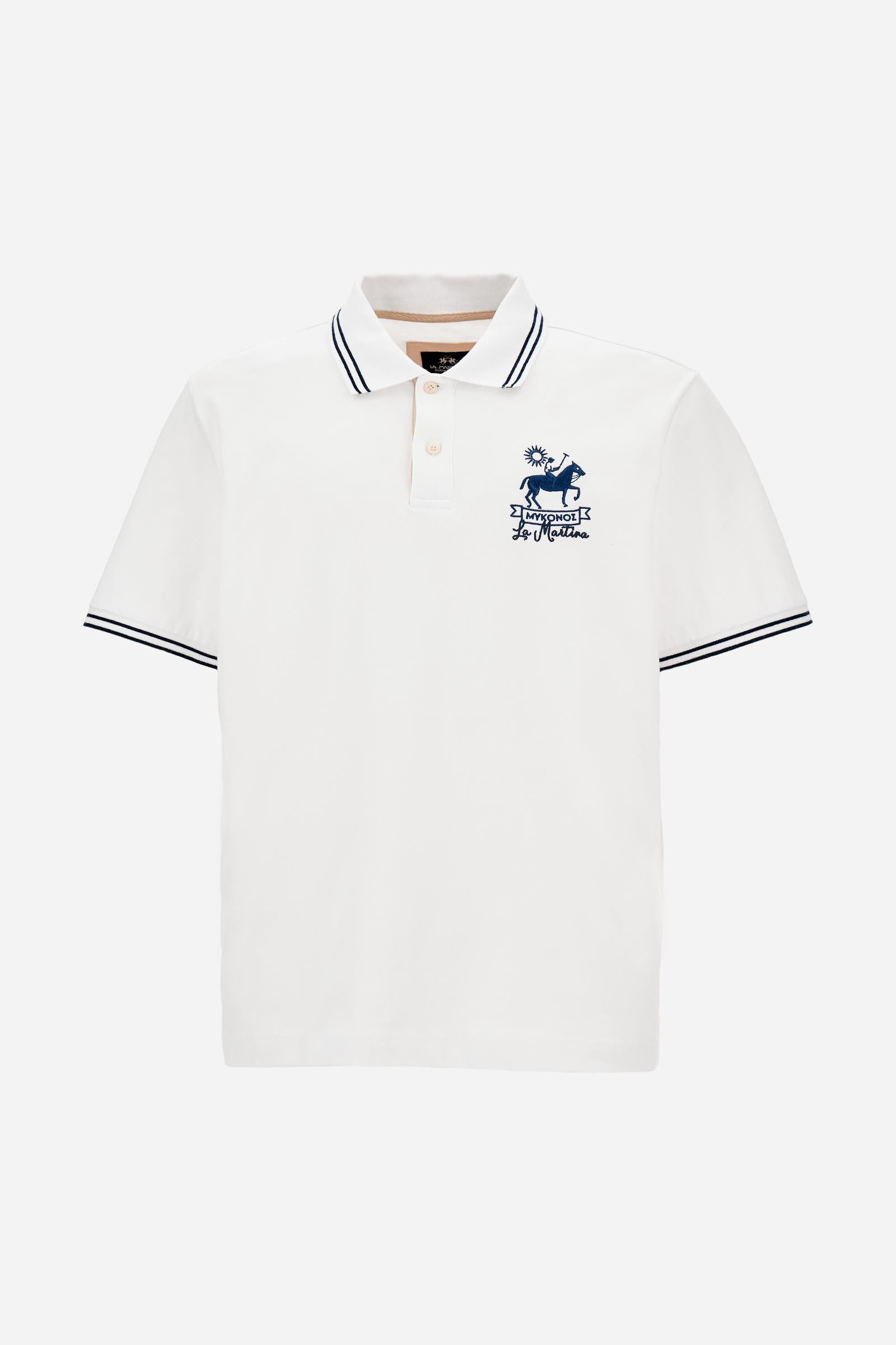 Men’s short-sleeve cotton jersey polo shirt Mykonos – Corbin