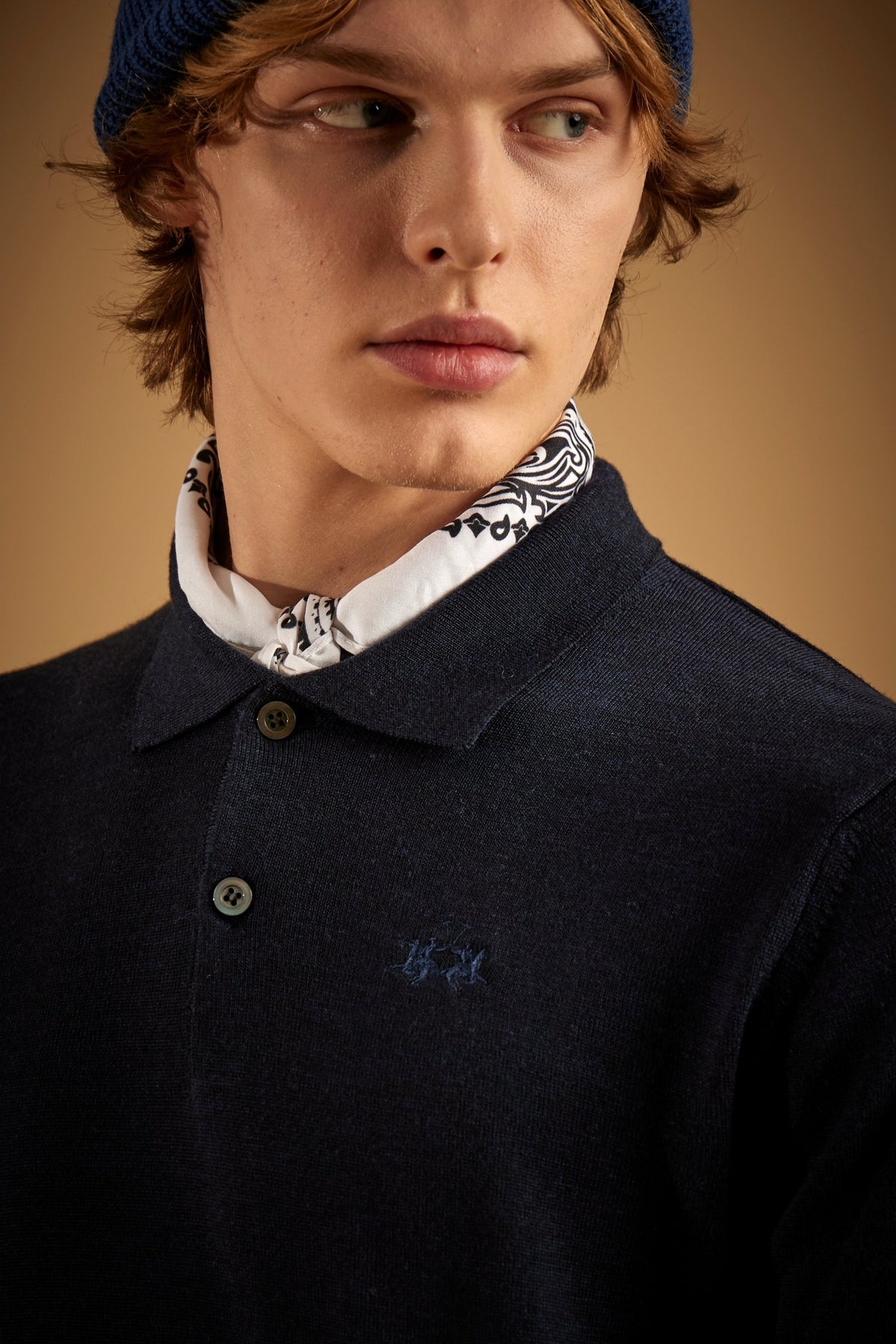 Men's long sleeve merino wool polo - Evaristo