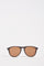 Men's acetate drop-shaped sunglasses. This classic style model features a small La Martina logo on the temple and on the front and lenses with internal blue anti-reflection. The details on the black frame make the eyewear particular, allowing you to wear it with any look and always be fashionable. - DARK BROWN