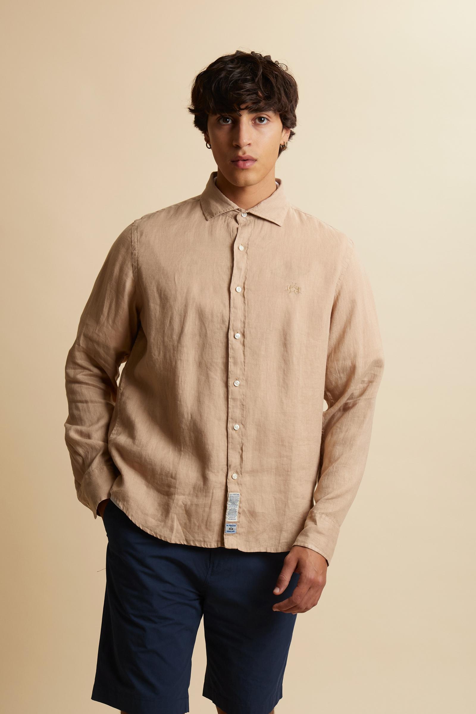 Men’s regular fit garment-dyed linen shirt - Innocent
