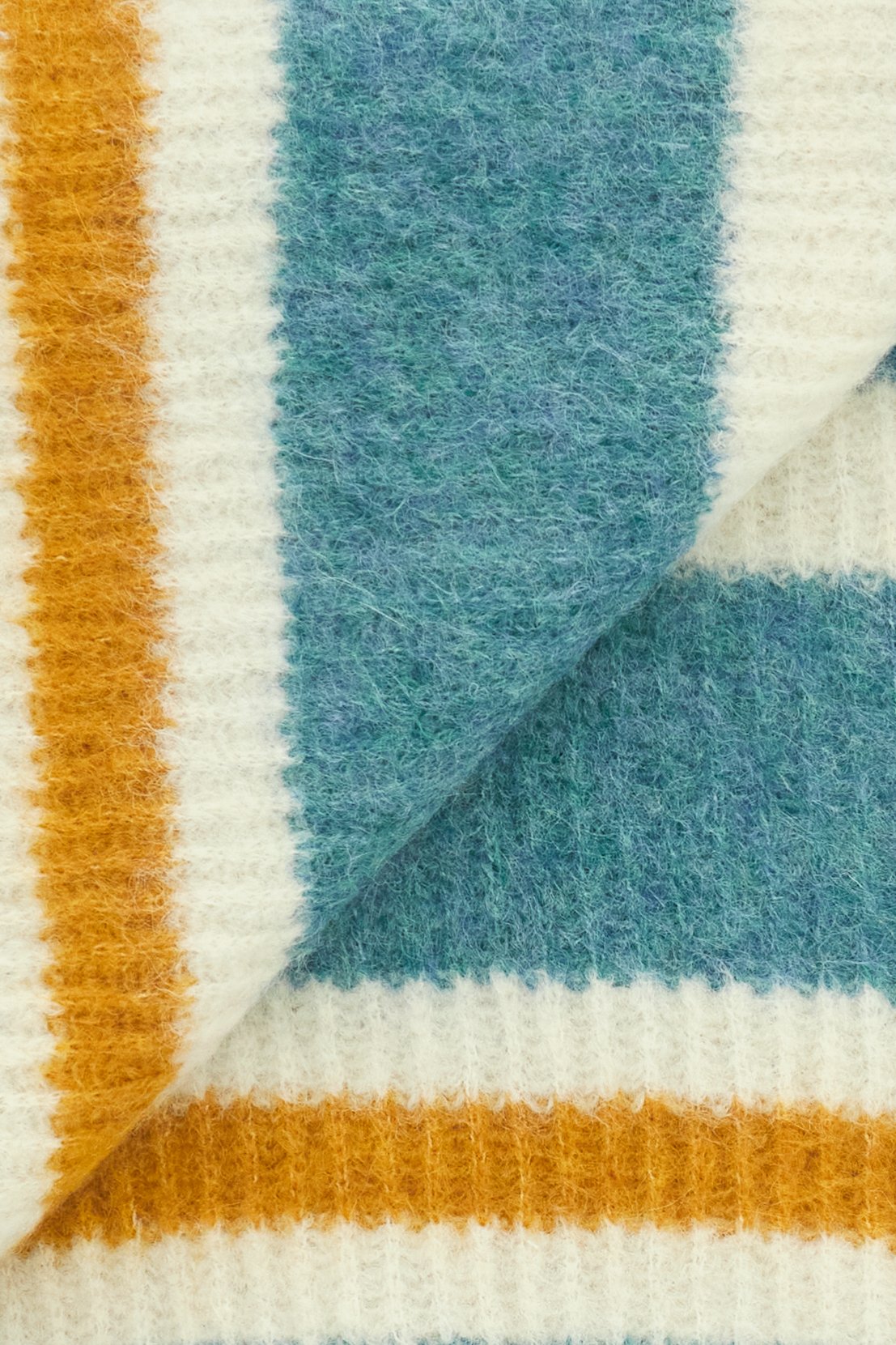 Striped mohair wool blanket with fringes - Bennie