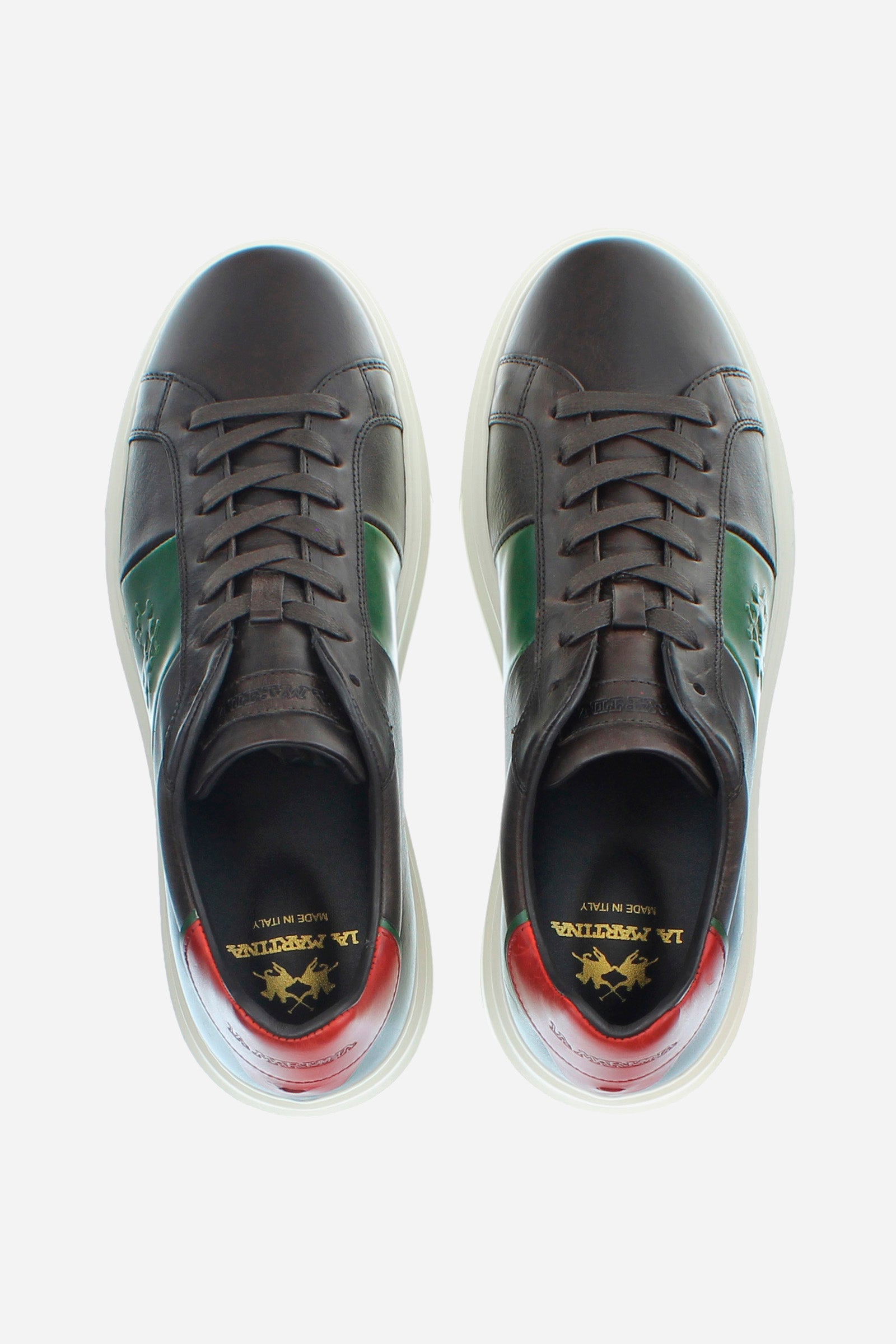 Men's trainer in multi-coloured leather