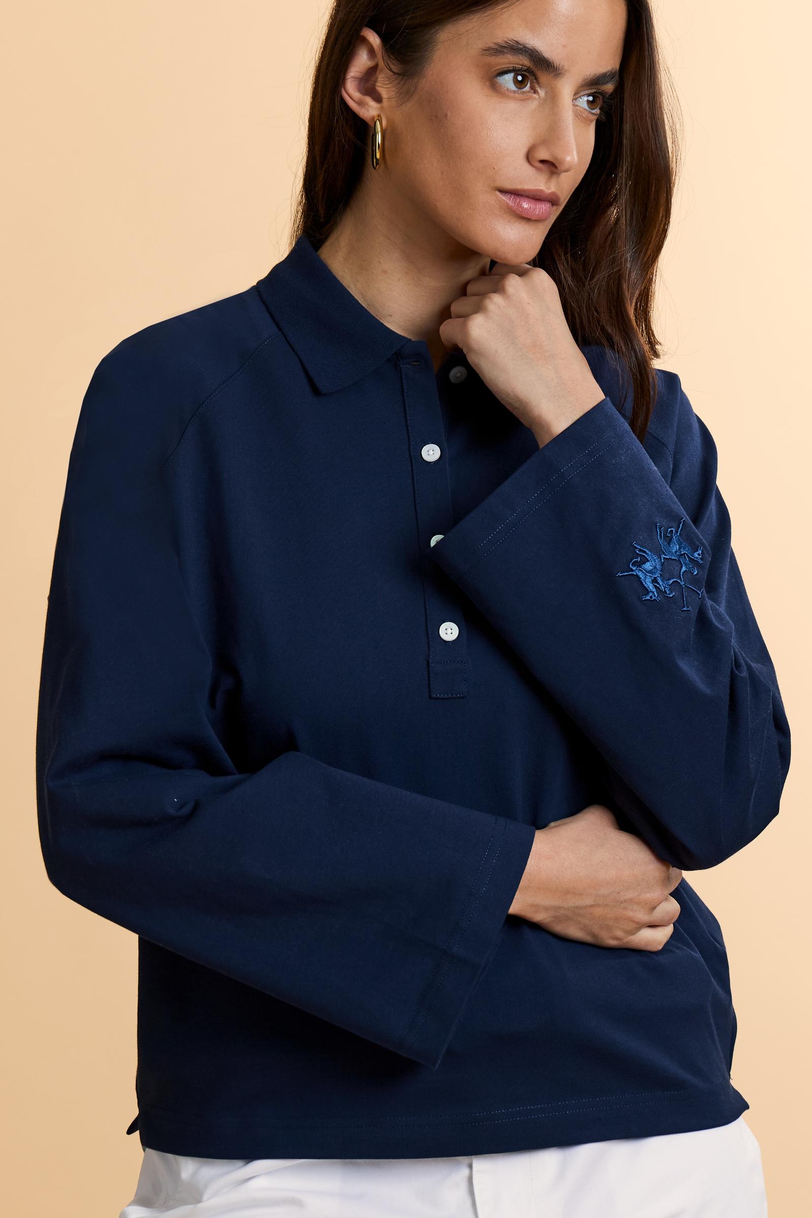Women’s long-sleeve heavy cotton jersey polo shirt – Catalina