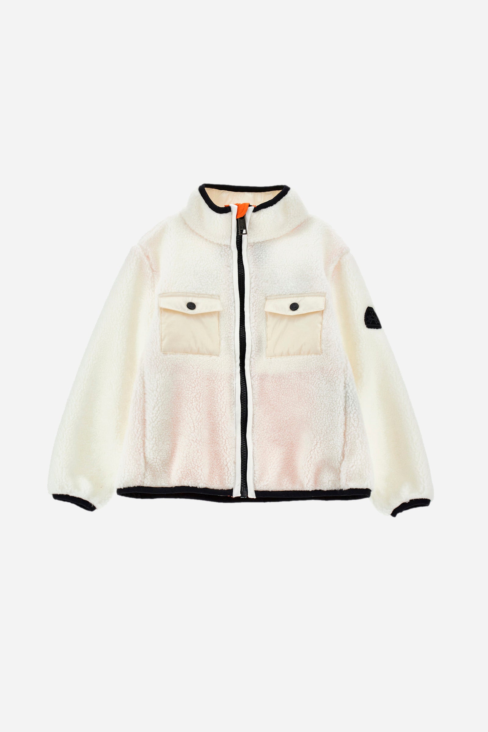 Two-tone plush-effect girls' jacket