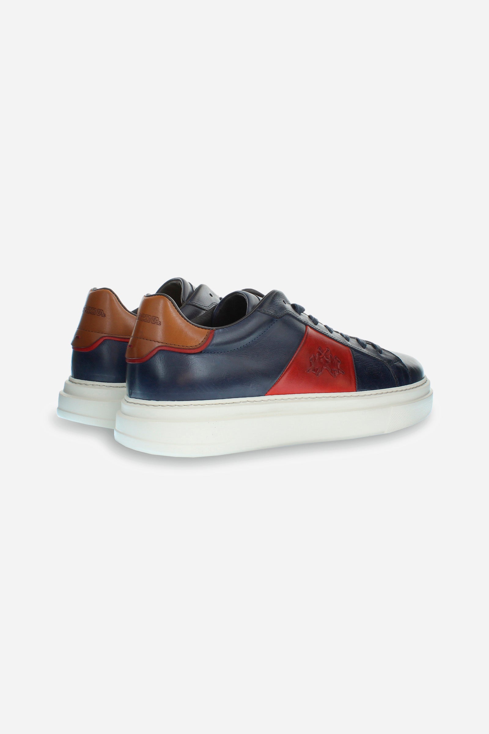 Men's trainer in multi-coloured leather