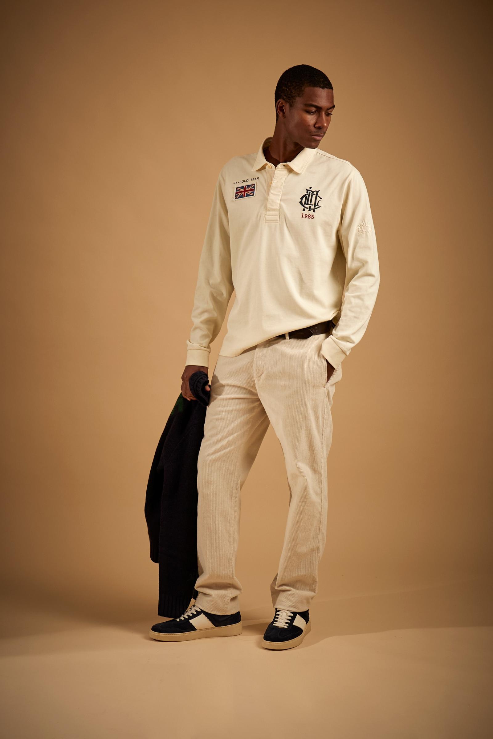 Herren Langarm-Poloshirt aus Baumwolle UK Polo Team - Desiderio