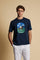 Men’s cotton jersey T-shirt with contemporary fit and Capri Edition printed graphic. Bold logo and contrast monogram. - Navy                                                                                                                                                                                                                                                                                                                                                                                                    