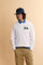 Men's crew-neck sweatshirt in 100% cotton diagonal fleece. Features a ribbed collar, cuffs, and hem, with a modern cut and exclusive maxi 3D embroidered logo. - Optic White