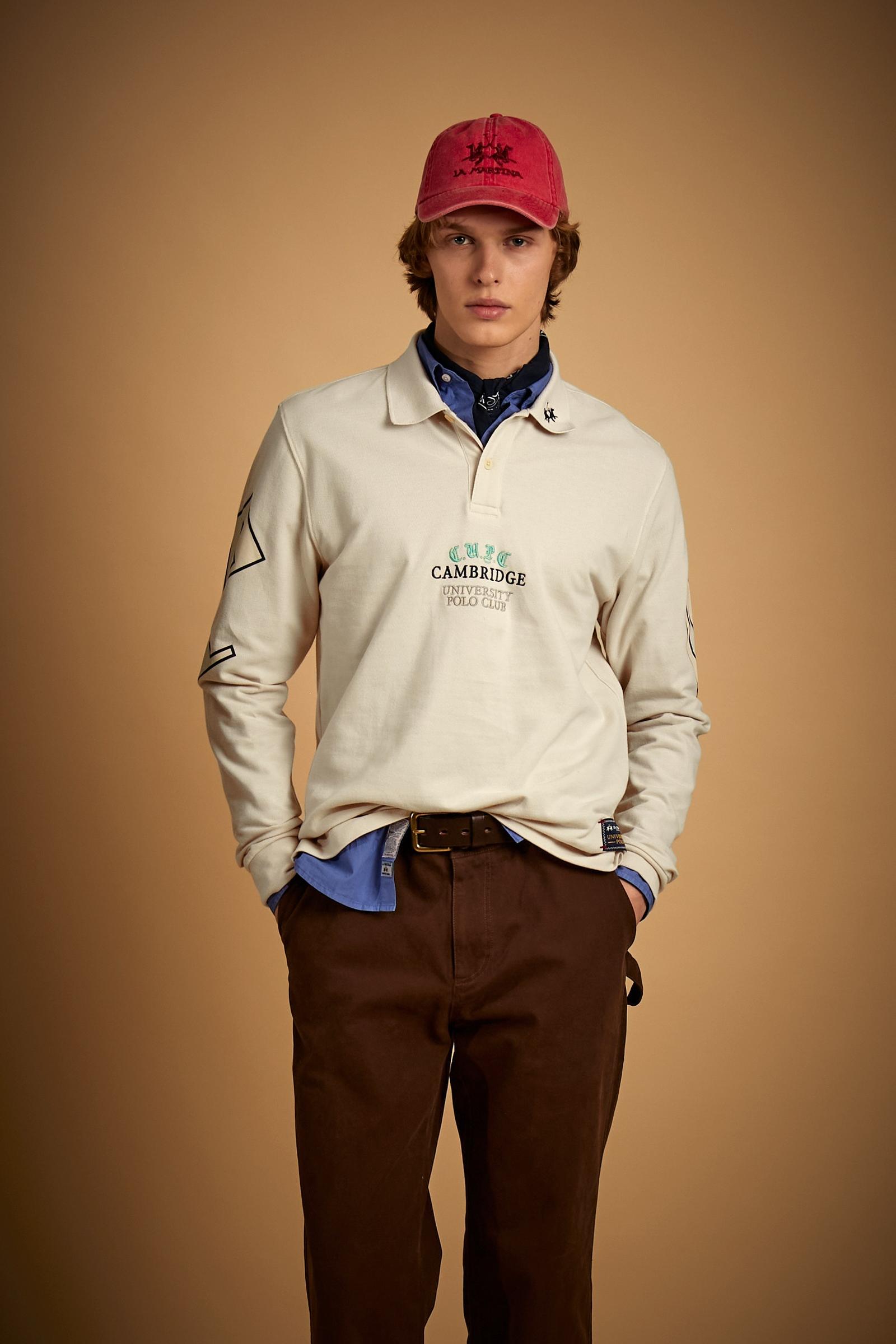 Herren-Poloshirt mit langen Ärmeln aus Cambridge Baumwoll-Piqué - Eros