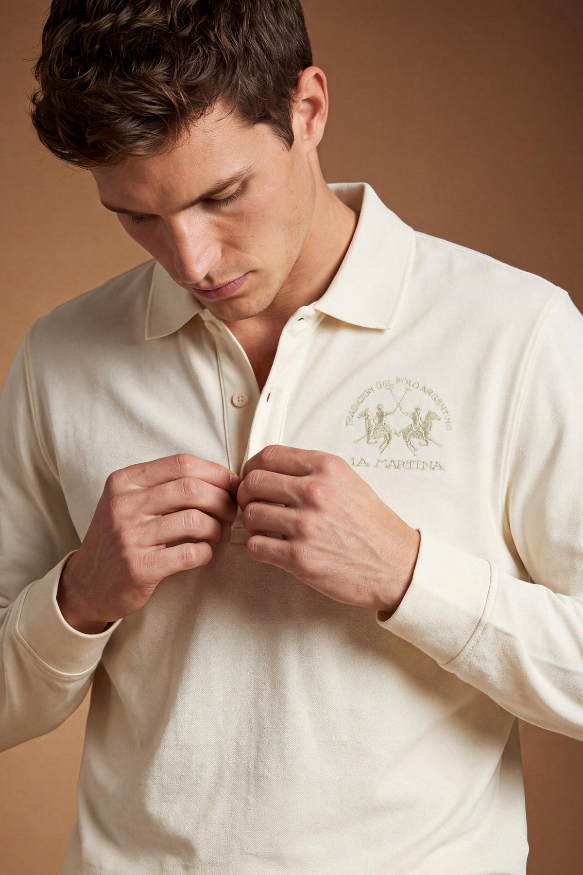 Herren Polo Langarm aus Baumwoll-Piqué Essentials. Darius