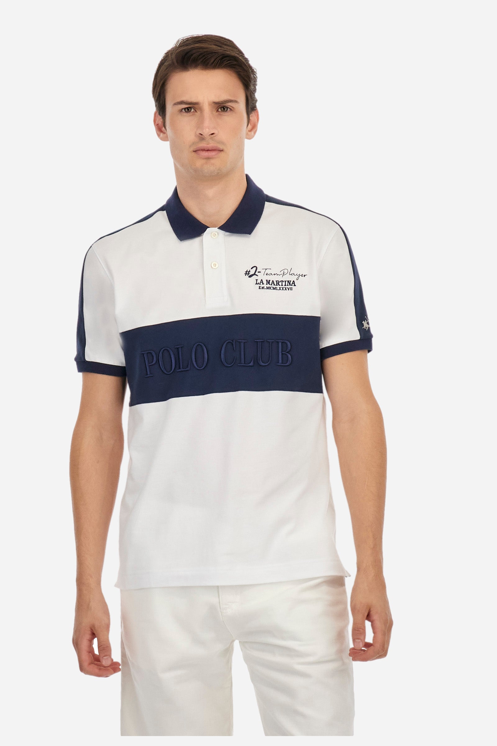 Poloshirt aus Strech-Piqué-Baumwolle in normalerPassform – Angelo