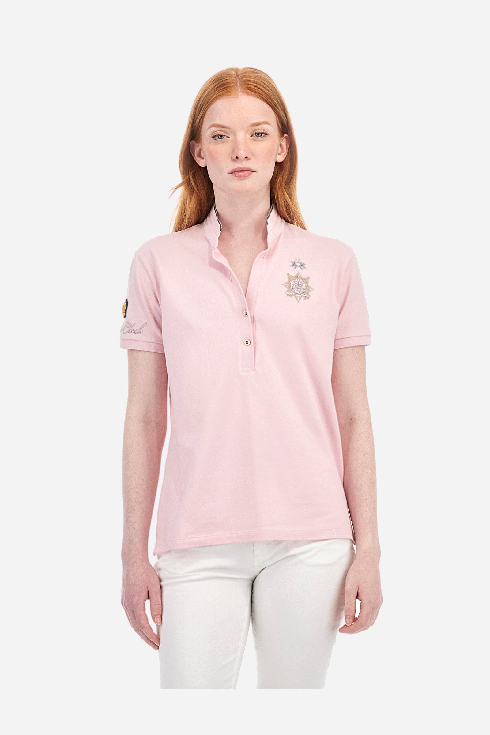 Polo in cotone piquet stretch regular fit - Ambra