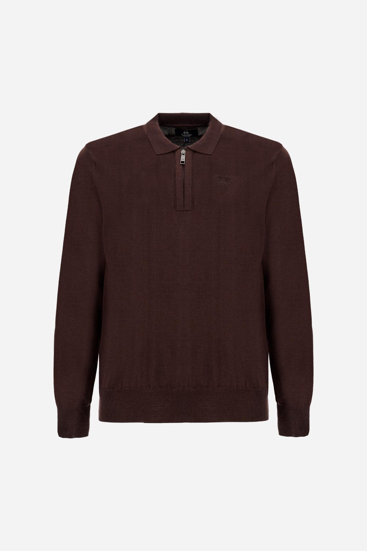 Men's sweater with zip neck merino wool - Edric